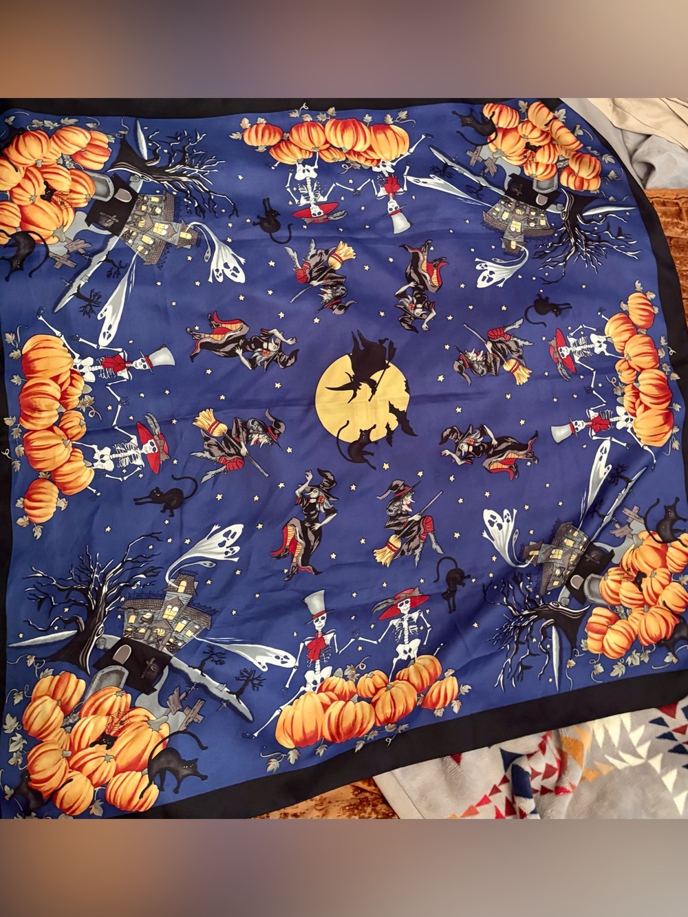 Halloween Pumpkin & Witch vintage scarf
